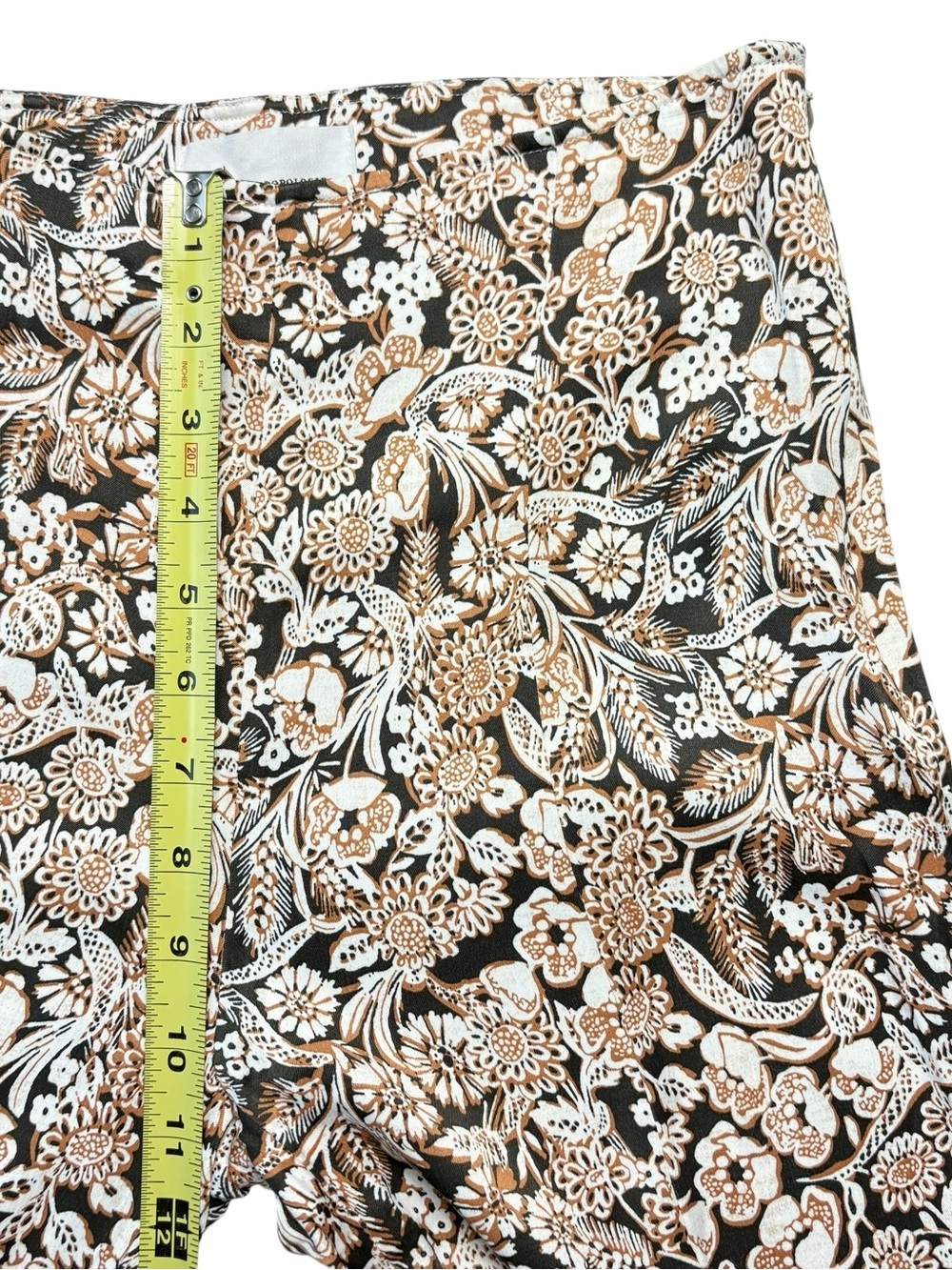 Anthropologie Floral Satin Flare Pants Retro Boho Size 2 Black Brown Cream - Picture 10 of 12